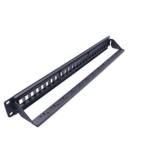 YJYGR 19Inch 1U Cabinet Rack Pass-Through 24 Port CAT6 Patch Panel RJ45 Cable Tester Keystone Jack Modular Distribution Frame