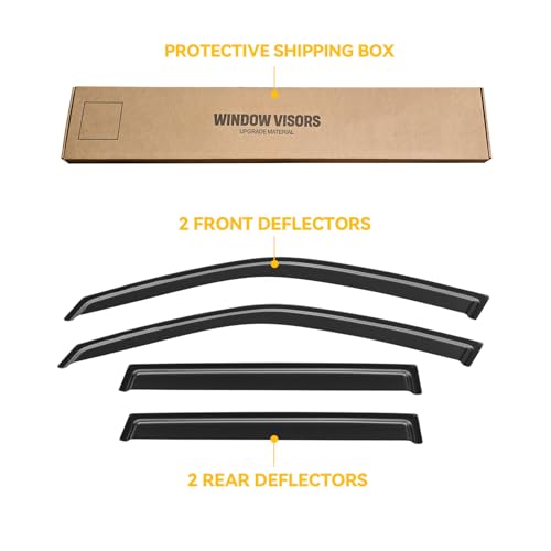 Image of Window Visor for 2009-2013 Subaru Forester, Out-Channel Rain Guards Shields Vent Deflector Shade Wind Dark Smoke 2010 2011 2012, Tape-On Outside-Mount, 4PCS