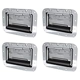 TCH Hardware 4 Pack Large Spring Loaded Steel Recessed Handle Zinc with Padded Grip - Case Chest Box Cabinet Speaker