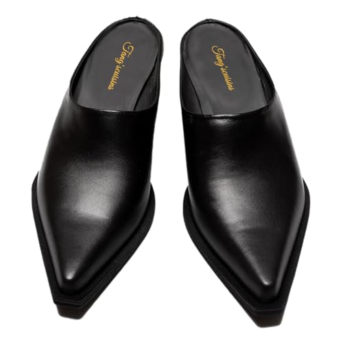 Tang'scuisins Women Pointed Closed Toe Slip on Pumps Comfortable Low Chunky Heels Stylish Daily Dress Work Shoes Size 4-16 US3