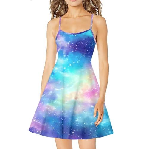 Image of Biyejit Women Casual Loose Dress Strap Long Summer Beach Swing Dress