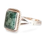 NOVICA Artisan Handmade Jade Cocktail Ring Artisan Crafted Sterling Silver Single Stone Guatemala Hemlock Desert Sage [crownbezel 0.5 in L x 0.4 in W x 0.2 in H Band Width 3 mm W] ' Life Divine'