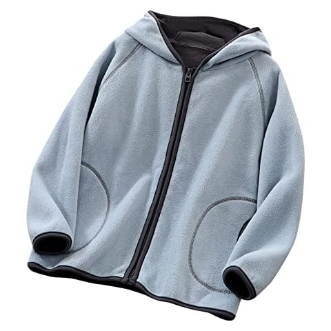HAHII 4 T Boys Coat Toddler Boys Girls Long Sleeve Autumn Winter Solid Fleece Zippered All Weather (Light Blue, 18-24 Months) Cover