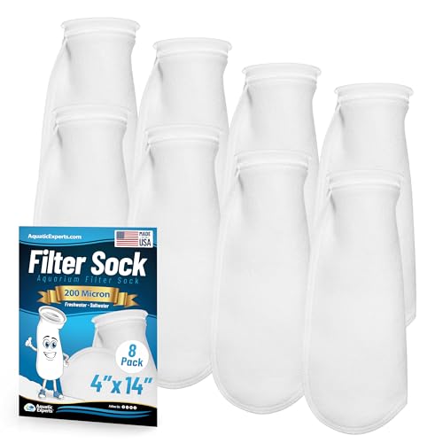 Aquatic Experts 4 inch Ring Filter Socks 200 Micron, Filter Socks for Saltwater Aquarium, Sump Filter Sock, Felt Aquarium Socks, Reef Filter Sock (8 Pack, 4' x 14')