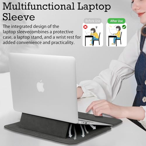 MiRowy Etui na laptopa 13,3-14", z funkcją stojaka, do MacBook Pro 14 M4/M3/M2/M1, MacBook Pro/Air 13/13,6", Surface, XPS, Lenovo, HP 13,3-14" (szary)