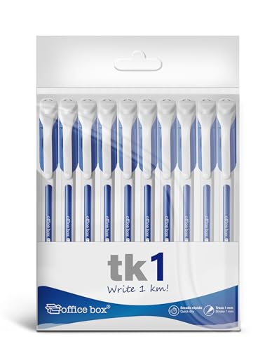 office box Boligrafos TK - Bolígrafos de tinta Semigel con Punta Metálica y Cuerpo triangular en Soft Touch que escribe más de 1 km by (Tk1 - Pack 10 Azul)