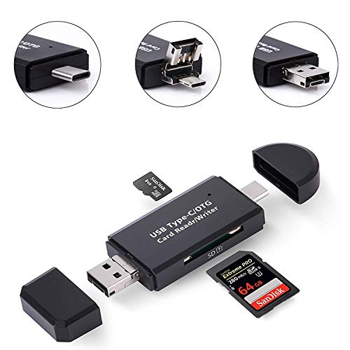 Lector de Tarjetas de Memoria USB C SD/Micro SD,Type C Adaptador OTG USB Micro y Lector de Tarjetas de Memoria portátil USB 2.0 para SD