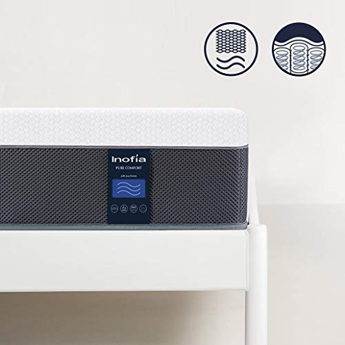 Inofia Single Memory Foam and Sprung Mattress 11.4Inch, Mattress with Advanced Ventilated Mesh Side Cover,The Airflow Collection,100 Night Test at NO Risk (90x190x29cm)