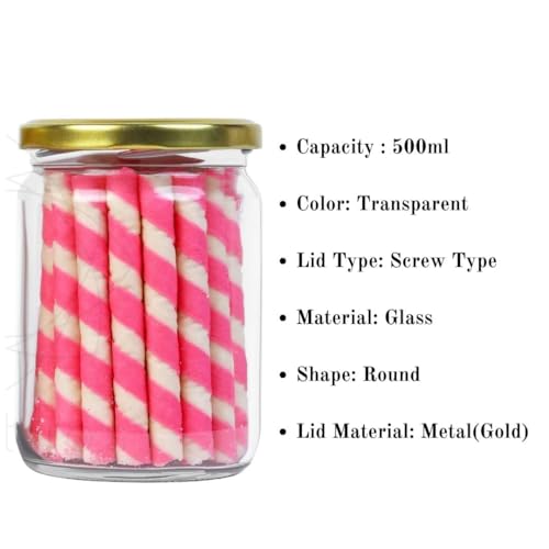 Image of Glassbunny Kitchen Storage Glass Jar For Kitchen With Air Tight Golden Cap, 500ml Glass Jar with Rust Proof Lid, Suitable to use in Your Home Office, Kitchen Storage Pack of 3