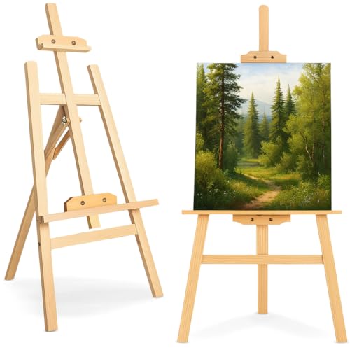 MARKQ Wooden Floor Easel Stand 70cm | Adjustable Tripod Artist Easel for Painting Sketching Display & Art Projects | Durable Solid Wood Easel for Studio Classroom & Home