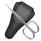 CGBE 超精密眉毛 ハサミ: まゆげ はさみ 高級ステンレス製 眉はさみ レザーケース付きま 甘皮処理、角質処理、眉毛、鼻毛、髭用多用途美容ハサミ