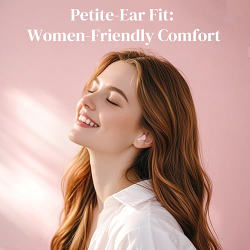 Image of Pink Heart Wireless Earbuds for Girls Kids, Cute Mini Tiny Small Invisible Earbuds Wireless Bluetooth for Small Ears Canals Women Rose Gold Kawai Blue Tooth Ear Buds for iPhone Android