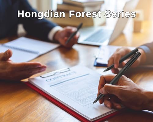 Image of Matte Black Forest Fountain Pen Extra Fine Nib Classic Design with Converter and Metal Pen Box Set by Asvine