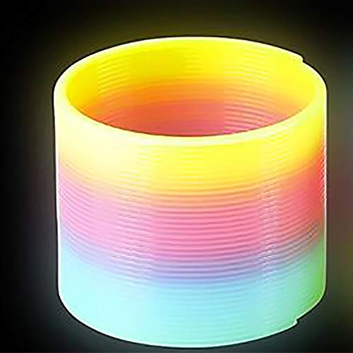 the dreidel company plastic coil spring glow-in-the-dark magic rainbow slingy party favor birthday bag filler stocking stuffers 334 80mm 2-pack