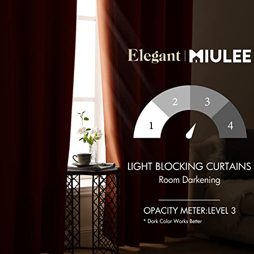 MIULEE Blackout Curtains Room Darkening Thermal Insulated Fall Drapes Solid Window Treatment Set Grommet Top Light Blocking Curtain for Living Room/Bedroom 2 Panels 42 x 63 inch, Orange