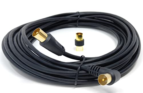 DRUT 10m TV RF Right Angle Male to Male Aerial Antenna Coaxial Cable With Female to Female Coupler Gold Connectors 75 ohm - Image 4