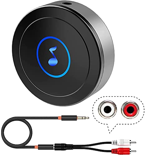 Bluetooth Receiver, Bluetooth Audio Adapter for Home Stereo,Speaker, TV, Tablet, with AUX3.5/RCA Output, Low Latency and HD Audio, Dual Device Connection