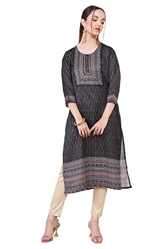 Image of Soch Women Black Rayon Kurta