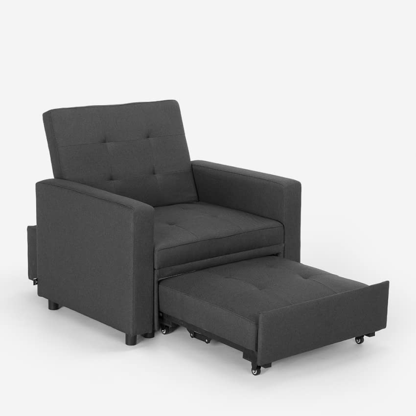 Produce Shop Poltrona Letto Singolo con braccioli Design Moderno salvaspazio Brooke - Grigio