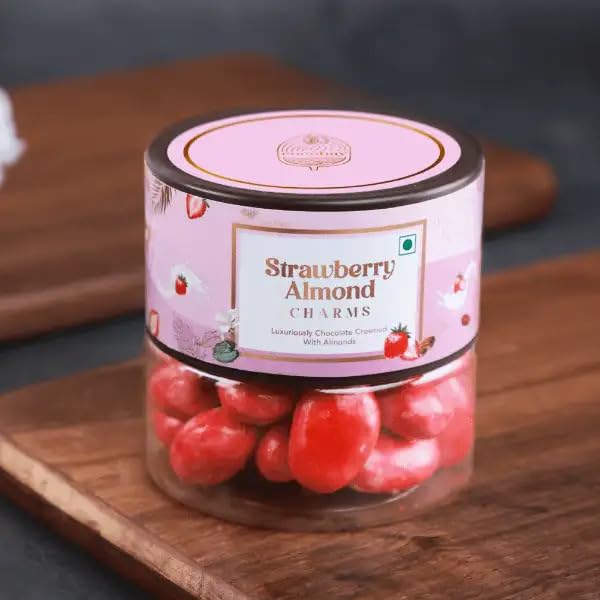 Image of Flaneur Strawberry Almond Charms, 120 gm | Roasted Whole Alomond Coated with White Chocolate & Strawberry Powder | Ideal for Gifting, Celebrations & Everyday Treats, by Haldiram