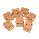Adoshine Christmas Bracelet Set for Women, 7 Pieces Heishi Surfer Stretch Bracelets with Card, Holiday Gift