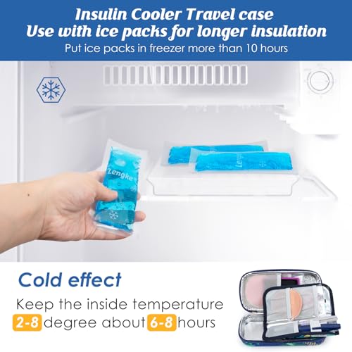 Image of YOUSHARES Insulin Cooler Travel Case - Diabetic Insulated Organizer Portable Cooling Bag for Medication Cooling Insulation, Insulin Pen Case with 2 TSA Approved Cooler Ice Pack