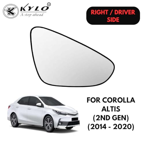 Image of Kylo Corolla Altis 2nd Gen (2014-2020) Driver Side (Right Side) Car Side Mirror Glass /Tukdi /Sub Mirror Plate
