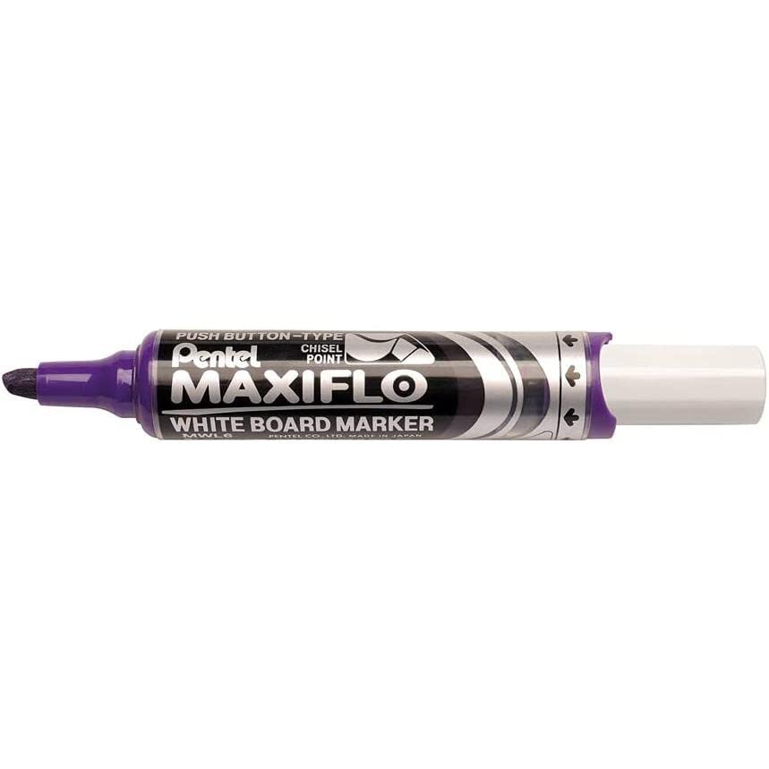 Pentel Maxiflo MWL6 Whiteboard-Marker, breite Spitze, abgeschrägt, Violett, 12 Stück