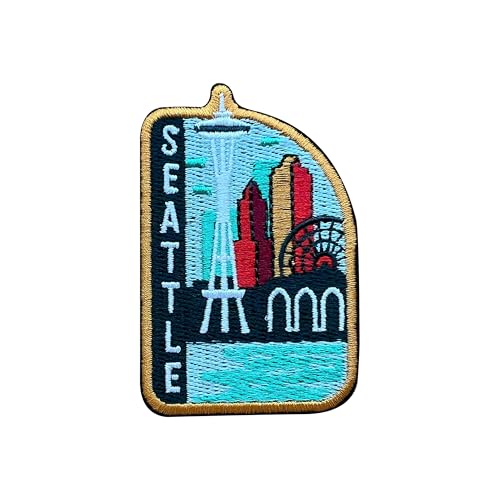 LEMEPINZ Seattle USA 3 Inches Embroidery Patch, City Iron On/Sew On Travel Embroidered Applique Patch, Travel Patches, Fabric Patches for Clothes Backpacks Hats, DIY Accessories Gifts for Travel Lover