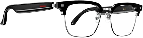 Gafas Bluetooth, gafas de audio inteligentes inalámbricas Bluetooth, sonido de oído abierto con micrófono y altavoces, filtro de luz azul, asistente