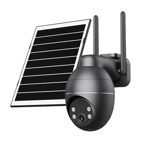 TKENPRO 4G LTE Cellular Security Camera, 24/7 Recording No WiFi Always-On-Video Solar Camera Outdoor, 2K Color Night Vision, 360° Live View, Auto-Tracking, Built-in SIM Card (Black)