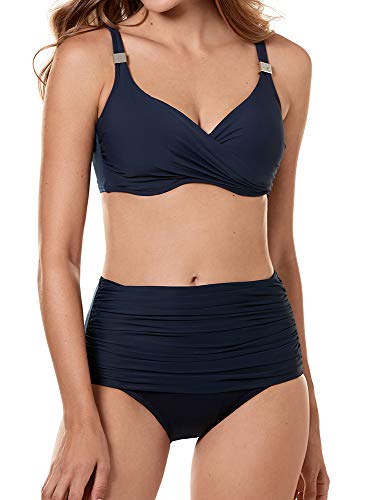 Miraclesuit Women's Swimwear Solid Norma Jean Retro Style Tummy Control Bathing Suit Bottom, Midnight, 12