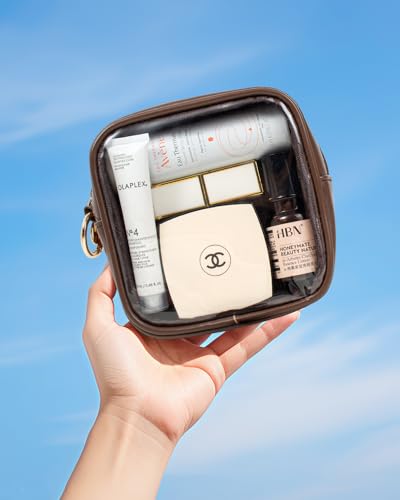 LETGO Small Cosmetic Bag for Purse Mini Makeup Bag for School Cute Clear Make Up Pouch for Travel Clear Cosmetic Bags Purse Essentials Make Up Bag for School Women Men (Mini Chocolate)4