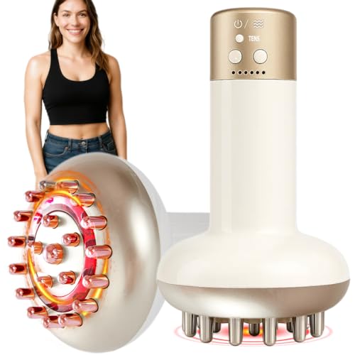 Yuonry Lymphatic Drainage Massager & Anti Cellulite Massage Tool, Reduce Stretch Marks & Cellulite, for Legs, Arms & Belly, Body Sculpting Machine with Microcurrent, Light, Heat & Vibration,White