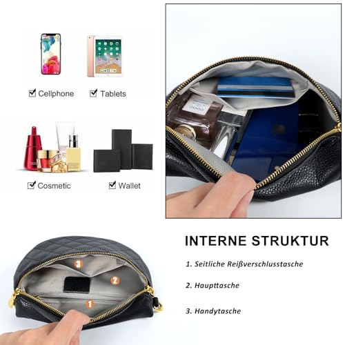 Umhängetasche Damen Bauchtasche Damen Leder, Crossbody Bag Damen Breiter Gurt, Damen-Umhängetaschen Bauchtasche Damen Stylisch, Gürteltasche Damen Elegante – Bild 6