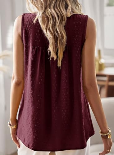 Image of Falechay Womens Summer Tops Boho Shirts Crewneck Sleeveless Tank Tops Flowy Lace Hem Casual Blouses Clothing Trendy 2026