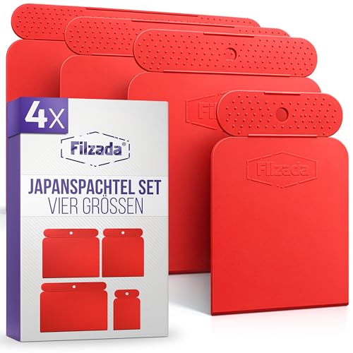Filzada 4x Japanspachtel Kunststoffspachtel - Premium Spachtel Set - Spachtel Werkzeug ideal als Malerspachtel - Spachtelset mit absolut glatter Kante - Kunststoff Spachtel - Autospachtel