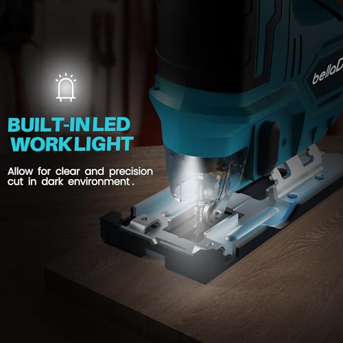 Cordless Jigsaw for Makita 18V Battery (Battery Not Included) Cordless Jig Saw with LED Work Light, 0°-45°Bevel Cuts, 3 Orbital Settings for Straight/Curve/Bevel/Circle Cutting - Image 8