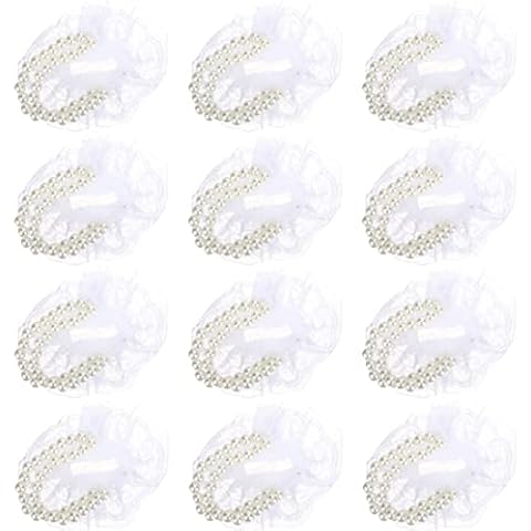 USHOBE 12pcs Lace Pearl Corsage Wristlet Wedding Wrist Corsage Bracelets Elastic Pearl Wrist Bands Faux Pearl Bead Bracelets Corsage Diy Accessories Cover