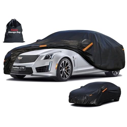 Kayme 7 Layers Car Cover Custom Fit for Cadillac CTS (2003-2014) Waterproof All Weather for Automobiles, Outdoor Full Cover Rain Sun UV Protection.Bla
