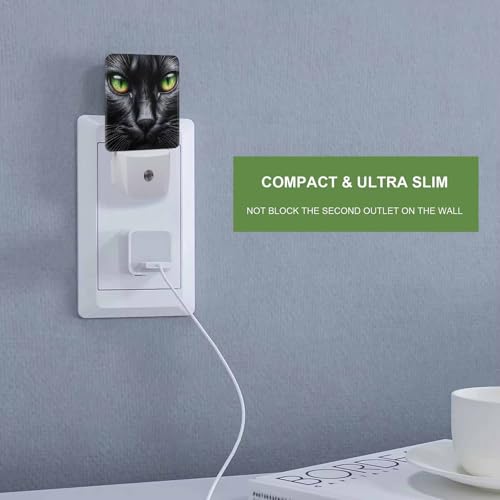 Image of LED Night Light,Textured Black Cat Halloween Icon LED Night Light Plug into Wall with Dusk to Dawn Light Sensor White Energy Efficient Nightlight for Bedroom Hallway Living Room Kitchen