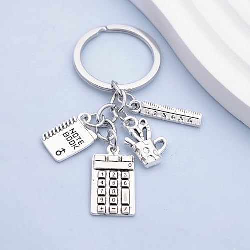 Porte-clés calculatrice et règle pour professeur de mathématiques et sciences