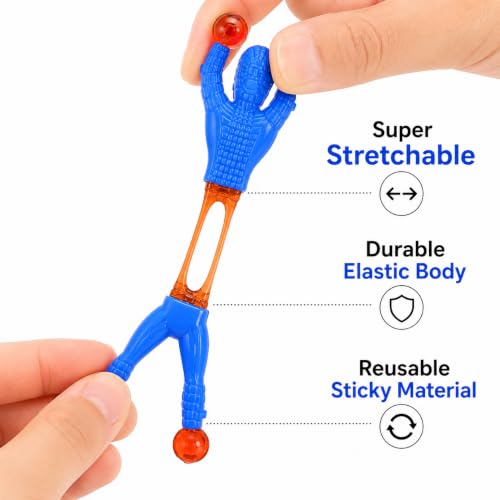 Image of Wall Climbing Sticky Man Action Figures, 5 Pcs Pack Flexible Throwing Toy Set with Red Grip Balls, Random Colour Climber Men Party Return Gifts for Kids Indoor Play