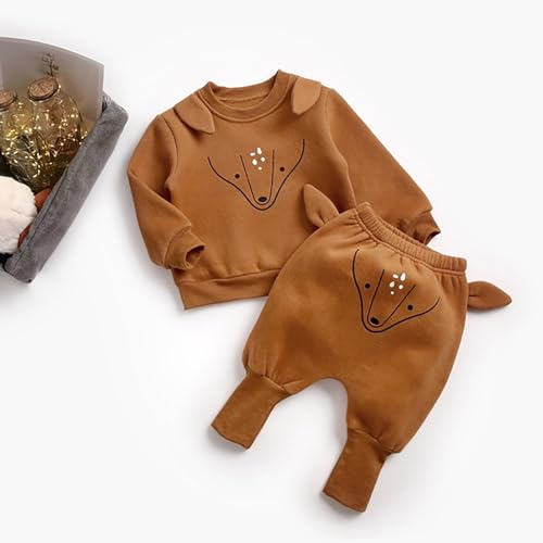 Infant Boys Girls Cute Cartoon Animals Long Sleeve Sweatshirt Blouse Tops Warm Trousers Pants 6 Months Clothes3