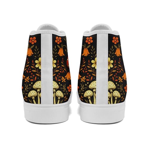 Womens Mens Vintage Floral High Top Canvas Sneakers Dark Style Cottagecore Lace-Up Casual Shoes Fashion Streetwear Sneakers4