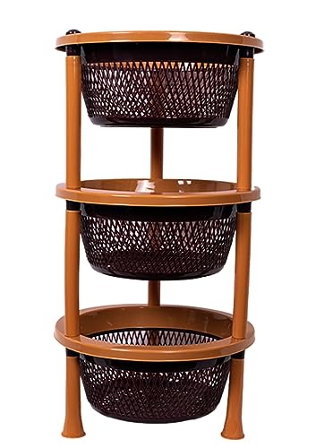 Image of TeDeMel Desire 3 Virgin Plastic Dish Rack | Multipurpose Storage Basket for Onion Potato & Vegetables | Kitchen Tray Rack for Household Use | Durable & Lightweight | Any Color Sent