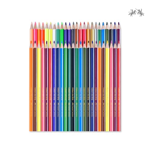 Image of Faber-Castell Triangular Colour Pencil Set - Pack of 48 | Super Soft, Smooth & Child-Safe Colour Pencils | Classic Triangular Grip | Perfect for School and Art Projects