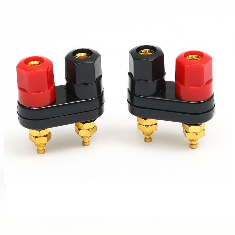 RUNCCI-YUN 2 Stks Dual Binding Post Terminal Speaker Binding Post Power Amplifier Dual 2-weg Banaan Socket Gratis Lassen 4 mm Paneel Mount Banaan Socket (lengte 5,8 cm Zwart en Rood