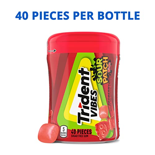 Image of Trident Vibes SOUR PATCH KIDS Redberry Sugar Free Gum, 40 Piece Bottle (Pack of 2)