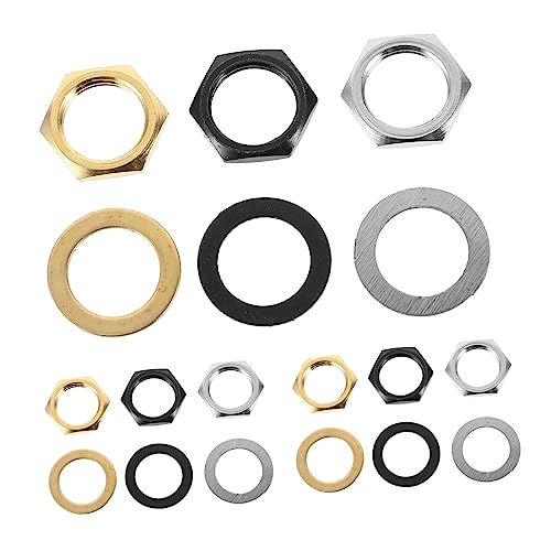 CORHAD 12セット電気ギター ジャッ ケットナット ガスケット 交換可能 部品 銀色 黒色 金色 各種類付き